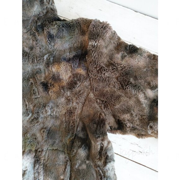 Andrea Faye Faux Fur Jacket Size Small Victoria Boa Cinchback Coat Equestrian - Picture 14 of 15